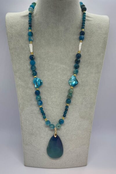Ocean Blue Agate Handmade Necklace
