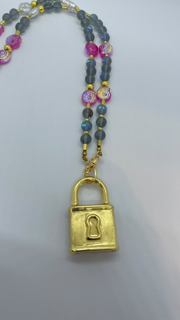 Colorful Natural Stones Necklace with Gold Stainless Steel Pendant - Image 2