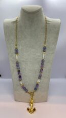 Handmade Colorful Stone Necklace with Stainless Steel Shell Pendant