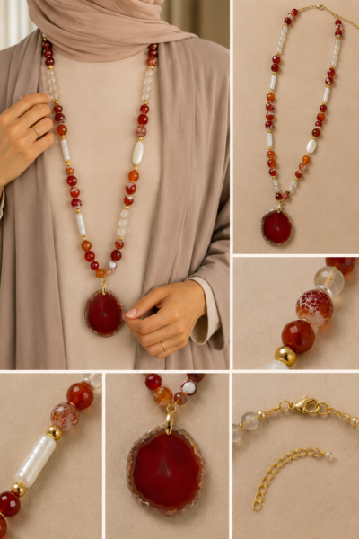 Amber Sunset Agate Necklace