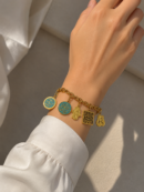 Turquoise Arabic Charm Stainless Steel Bracelet