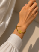 Stainless Steel Coin Charm Bracelet