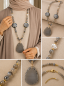 Handmade Grey Agate Necklac