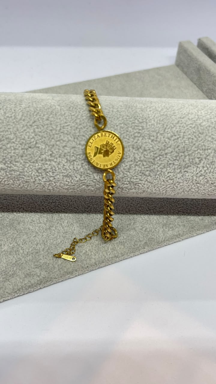 Stainless Steel Coin Charm Bracelet - Image 2