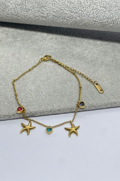 Colorful Stainless Steel With Starfish Anklet