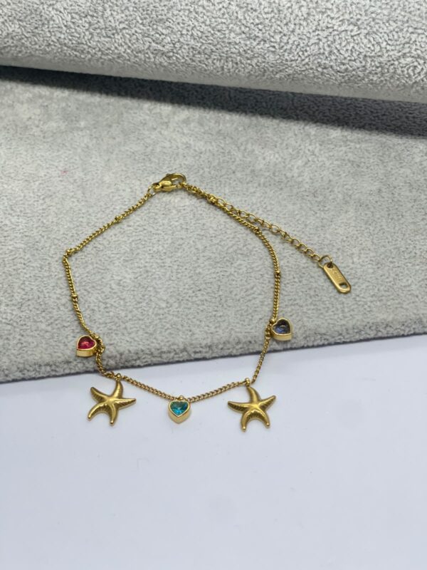 Colorful Stainless Steel With Starfish Anklet - Image 2