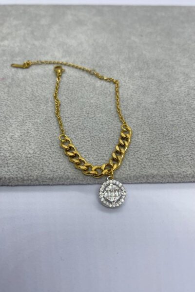 Stainless Steel Zircon Charm Bracelet