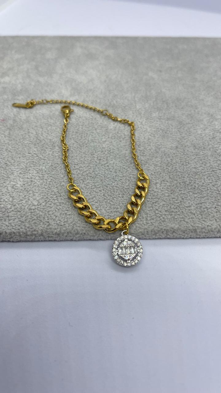 Stainless Steel Zircon Charm Bracelet
