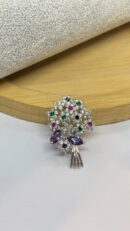 Silver Colorful Brooch Pin