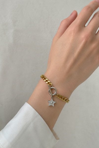 Stainless Steel Star Zircon Bracelet