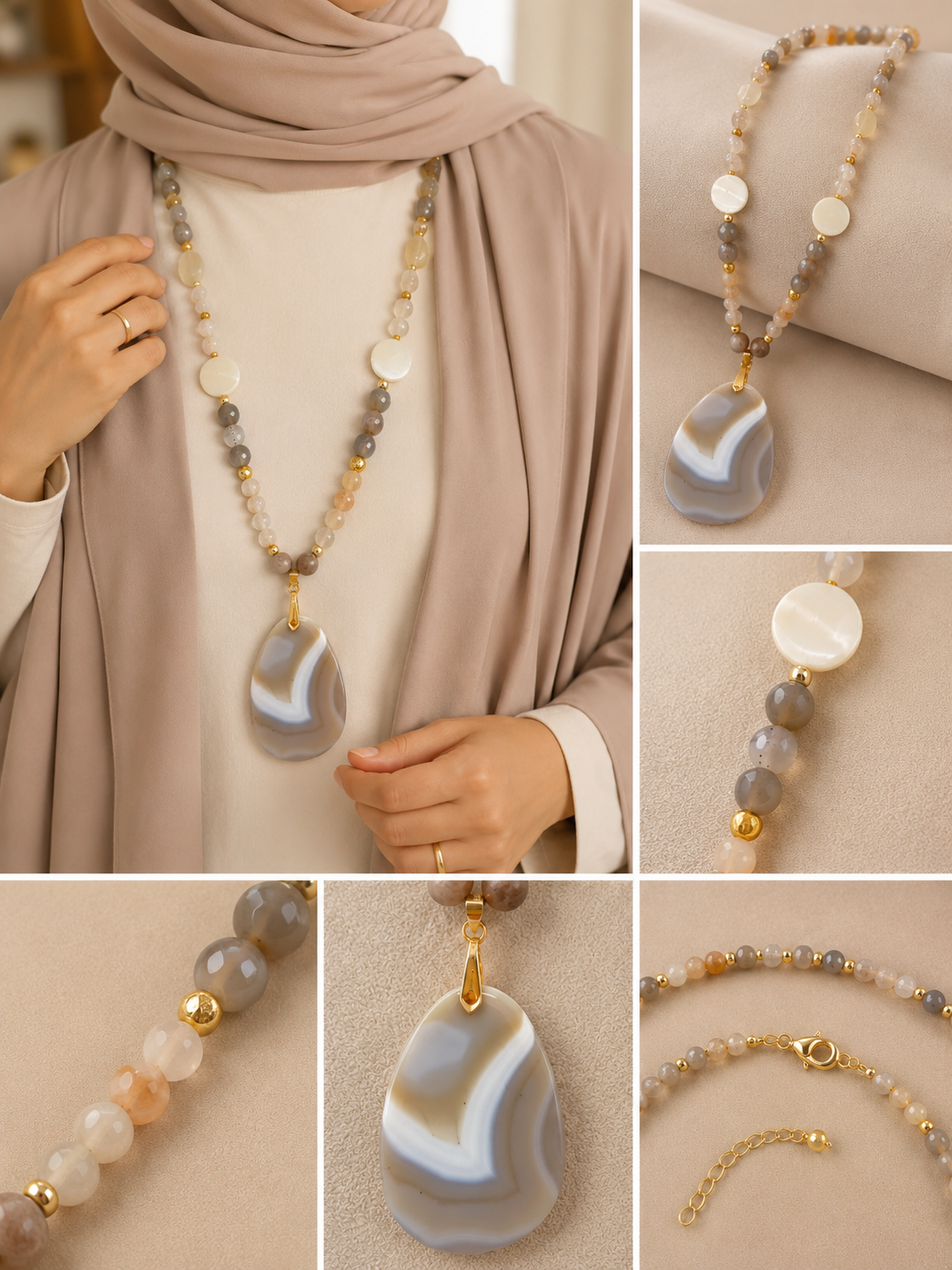 Handmade Natural Agate Necklace