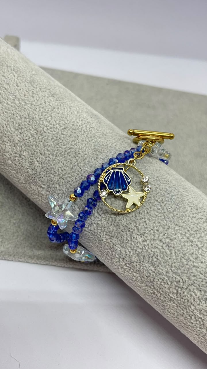 Handmade Ocean Blue Starfish & Seashell Bracelet - Image 2
