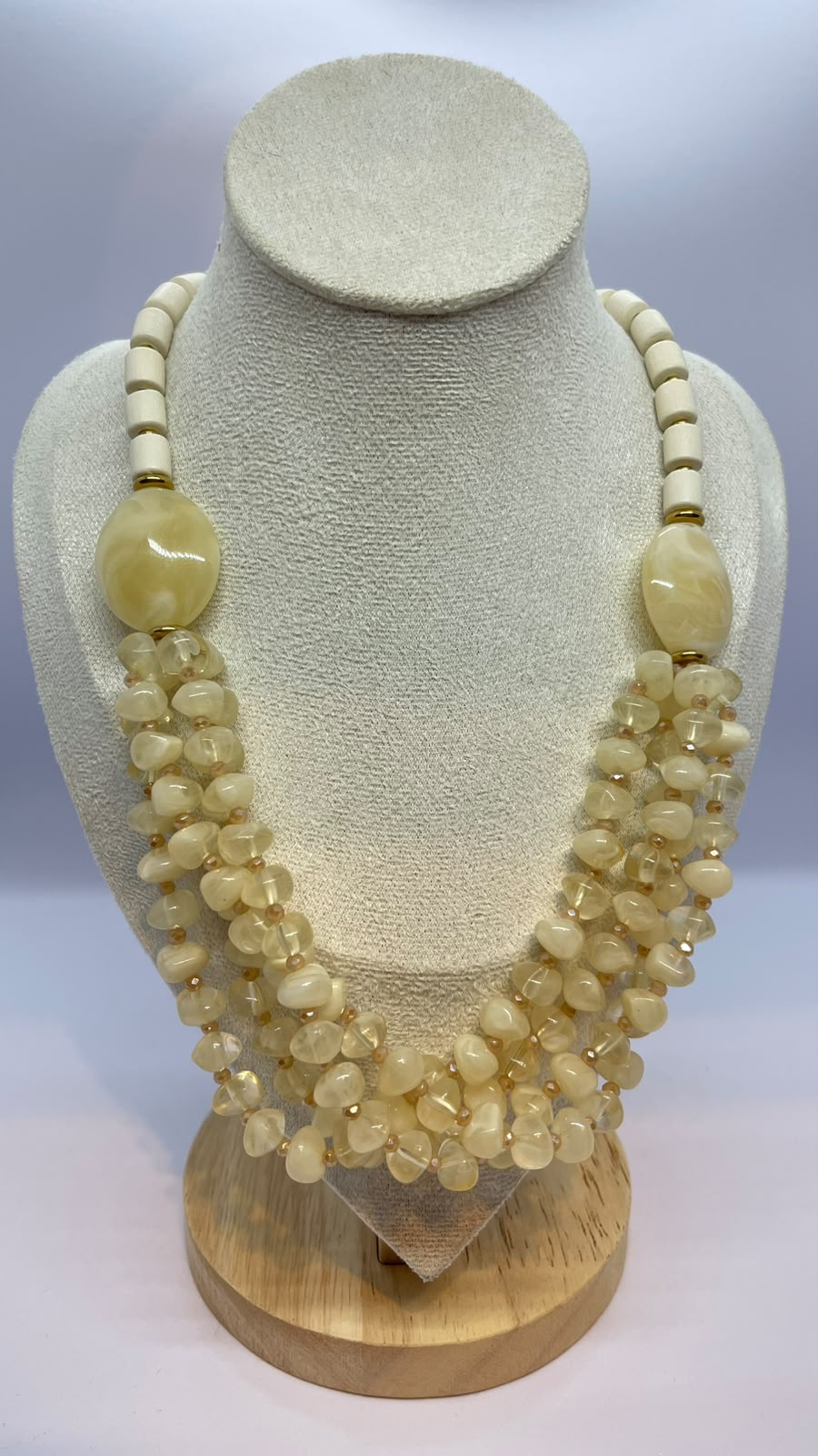 Handmade Beige Beaded Choker Necklace