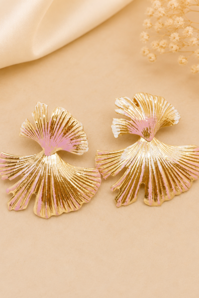 Blush Ginkgo Statement Earrings
