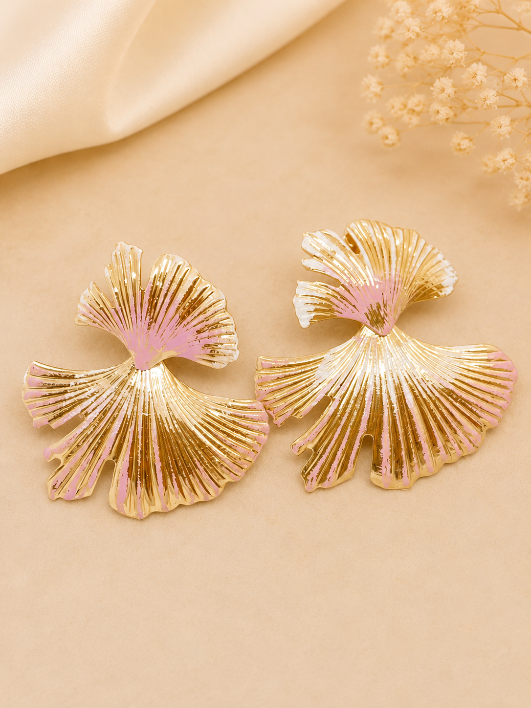 Blush Ginkgo Statement Earrings