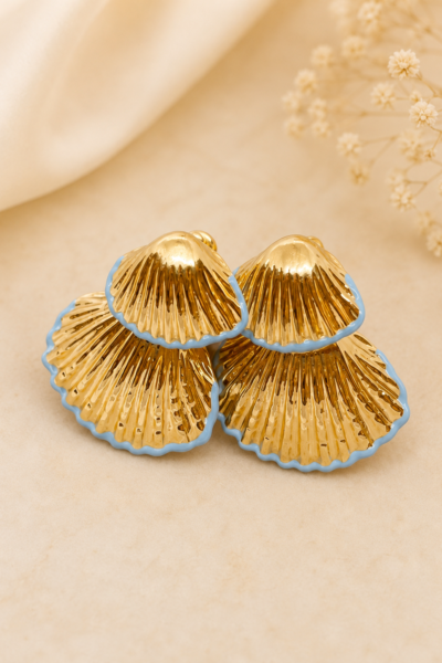 Golden Seashell Statement Earrings