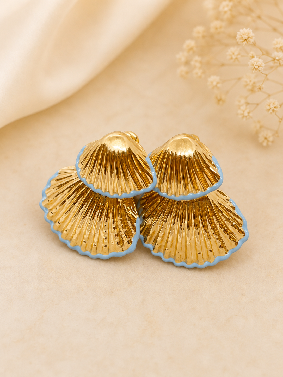 Golden Seashell Statement Earrings