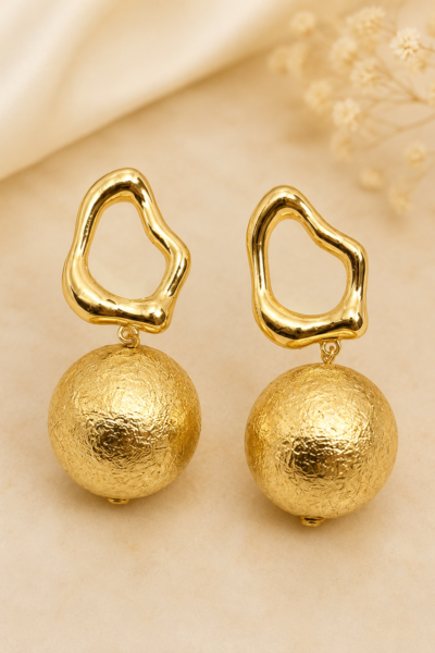 Golden Orb Statement Earrings