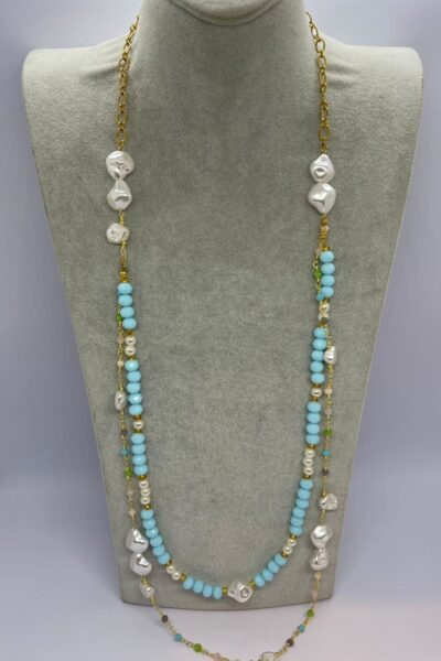 Handmade Turquoise & Baroque Pearl Necklace