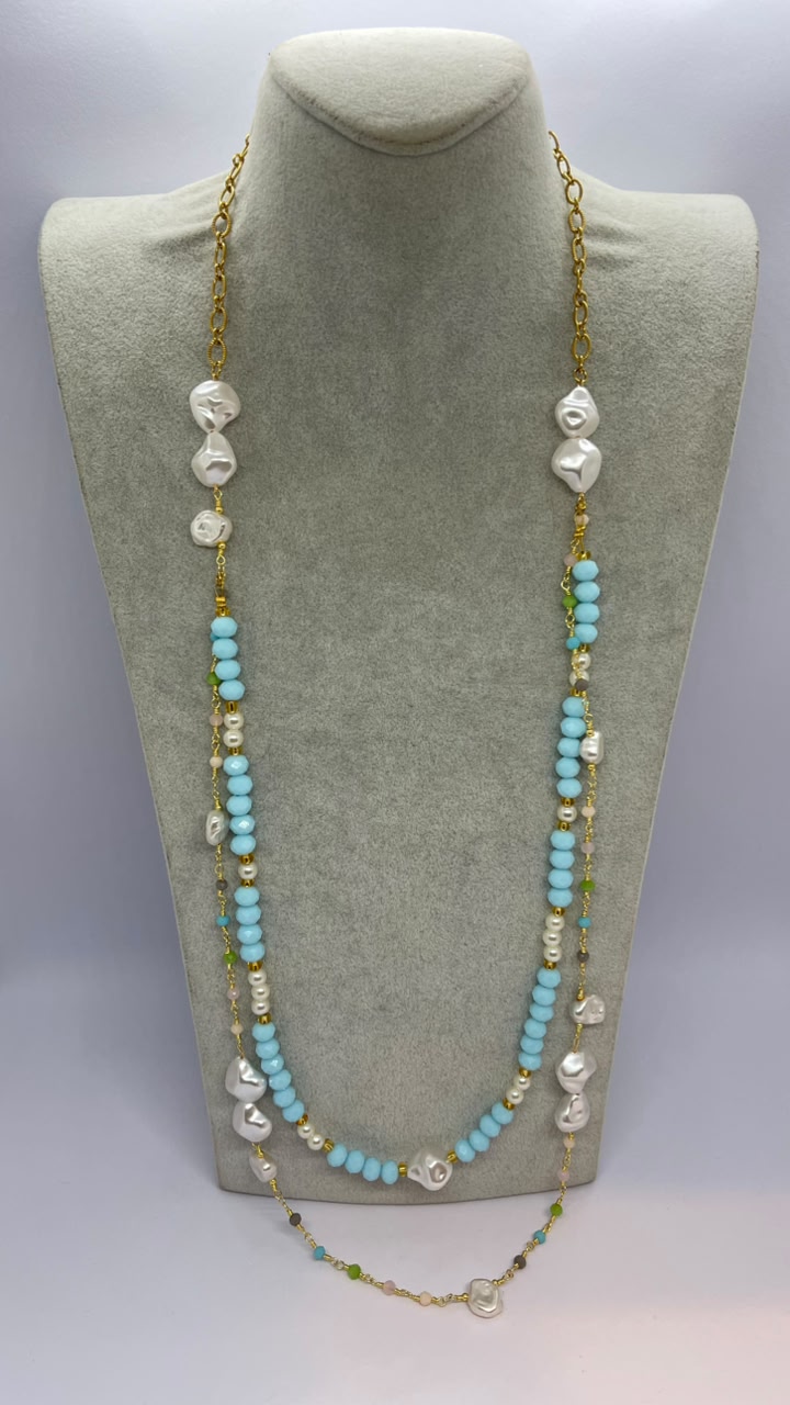 Handmade Turquoise & Baroque Pearl Necklace