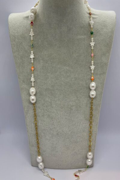 Handmade Colorful & Baroque Pearl Long Necklace