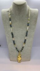 Handmade Colorful Natural Stone Necklace with Seahorse Pendant