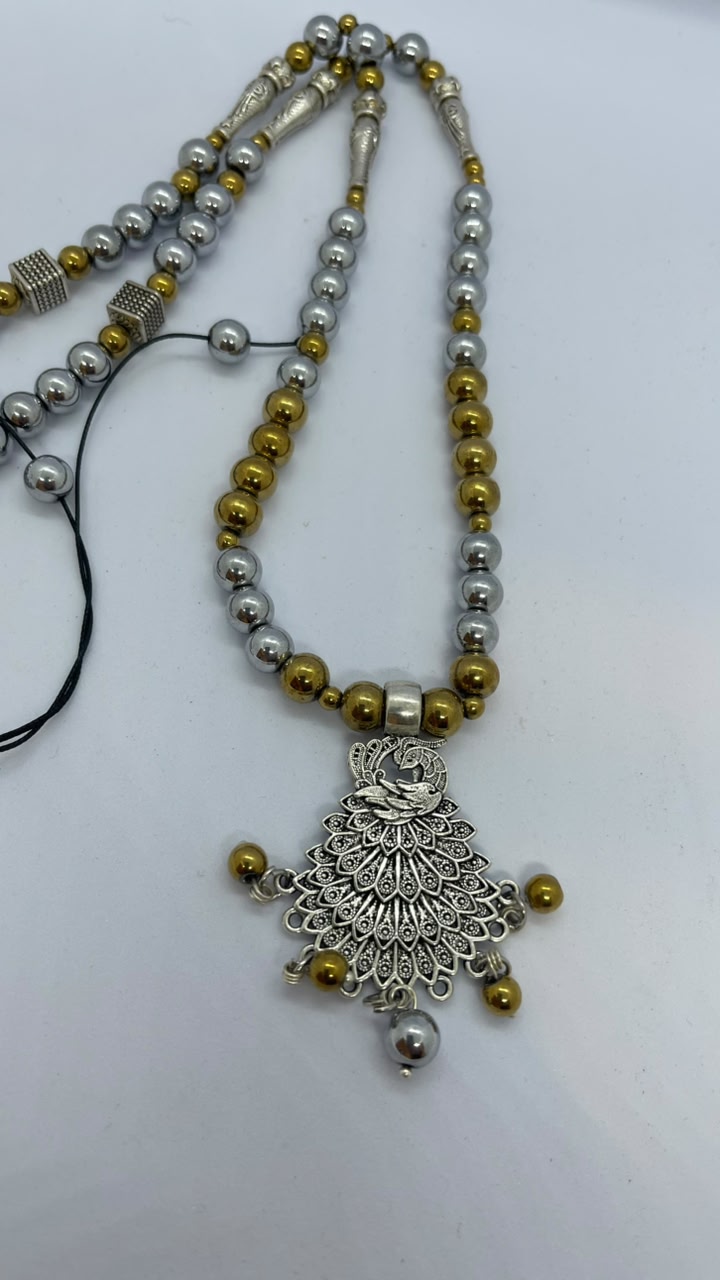 Handmade Hematite Beaded Necklace - Image 2