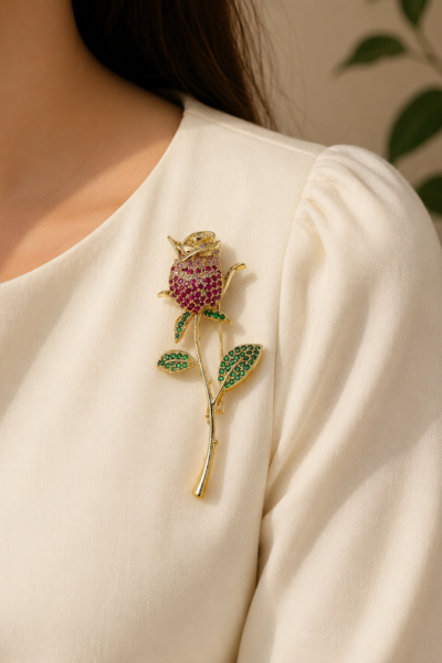 Elegant Rose Brooch Pin