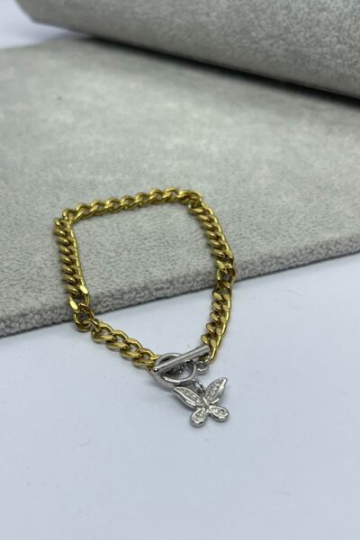 Stainless Steel Butterfly Zircon Bracelet