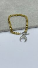 Stainless Steel Crescent Moon Zircon Bracelet