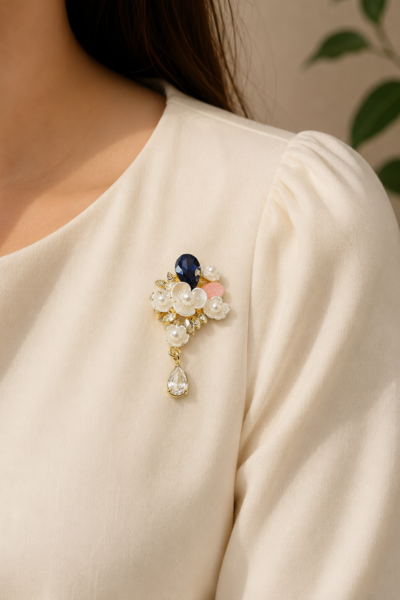 Elegant Pearl Bouquet Brooch