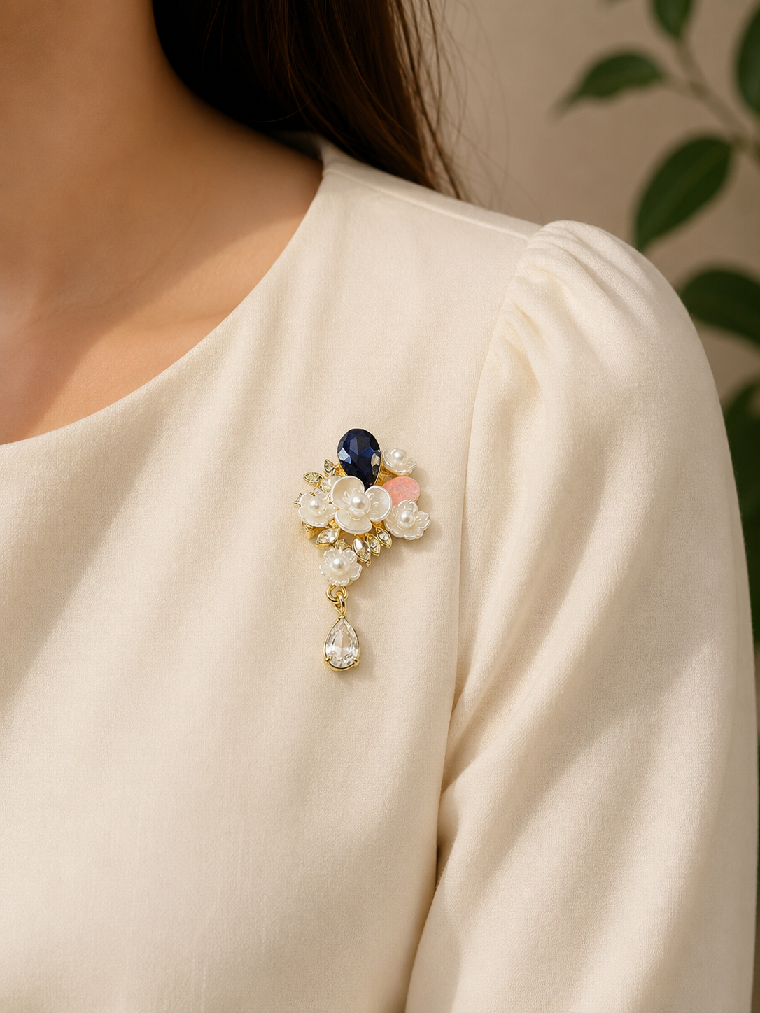 Elegant Pearl Bouquet Brooch