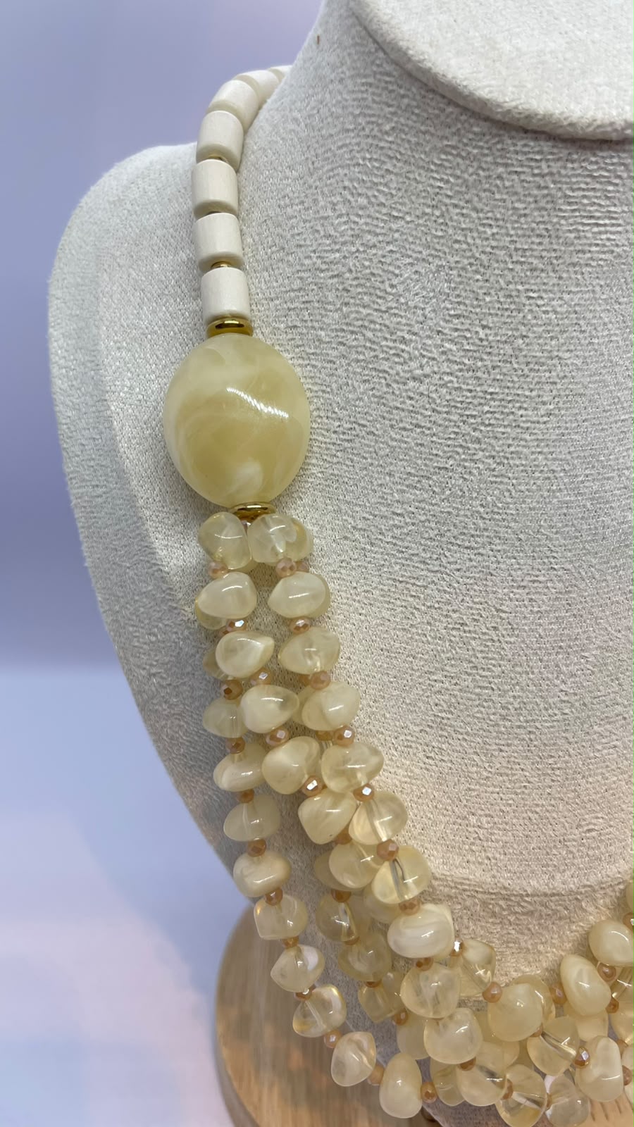 Handmade Beige Beaded Choker Necklace - Image 2