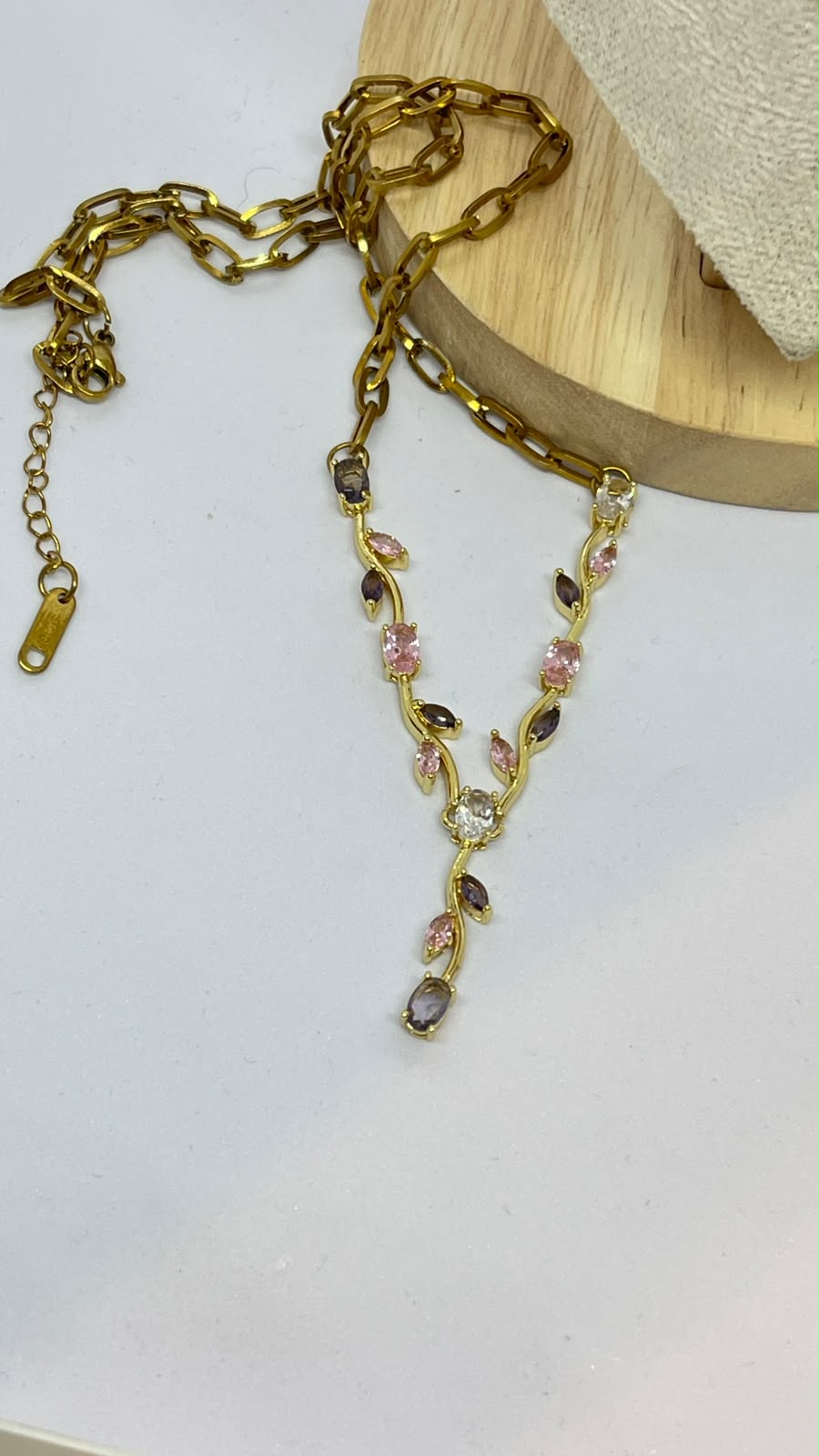Blossom Zircon Stainless Steel Necklace - Image 2