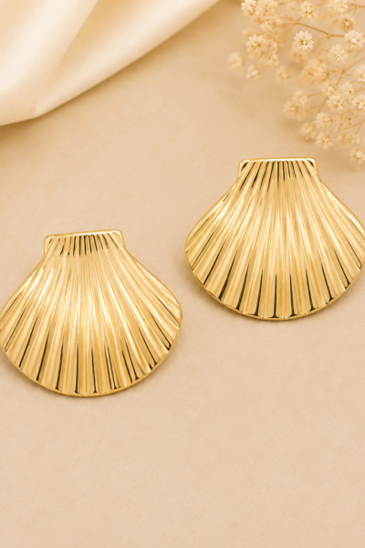 Golden Seashell Stud Earrings