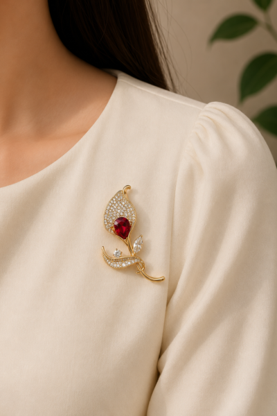 Blooming Rose Brooch Pin