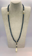 Handmade 99 Bead Dark Blue Stone Necklace & Prayer Beads with Blue Pendant