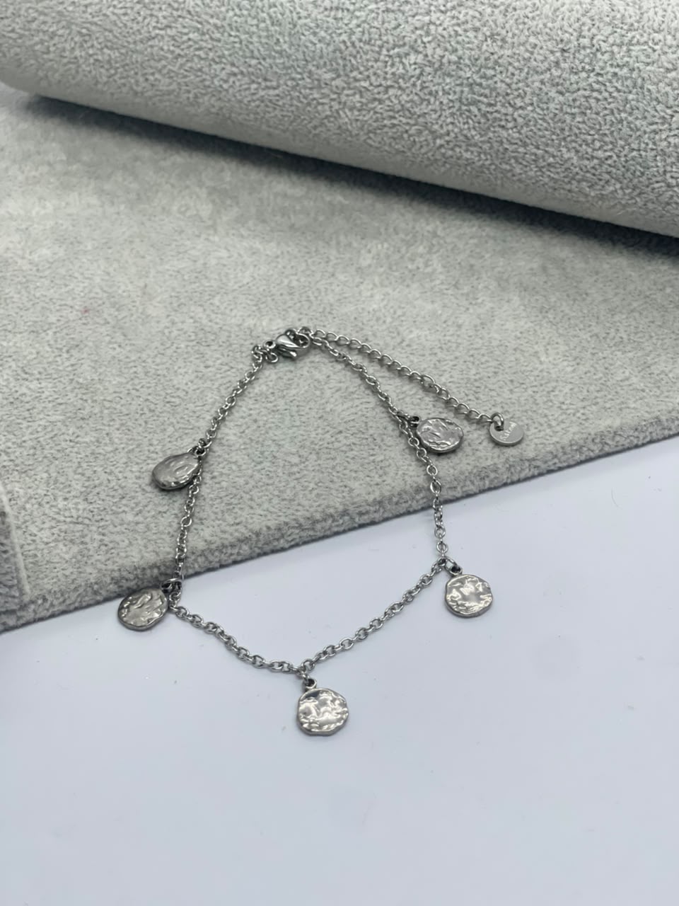 Silver Coin Charm Anklet - Image 2
